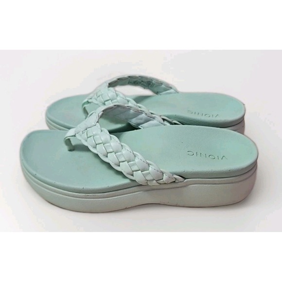 Vionic Shoes - Vionic Kenji Platform Thong Sandals‎ Womens 6.5 Braided Leather Mint Green #274